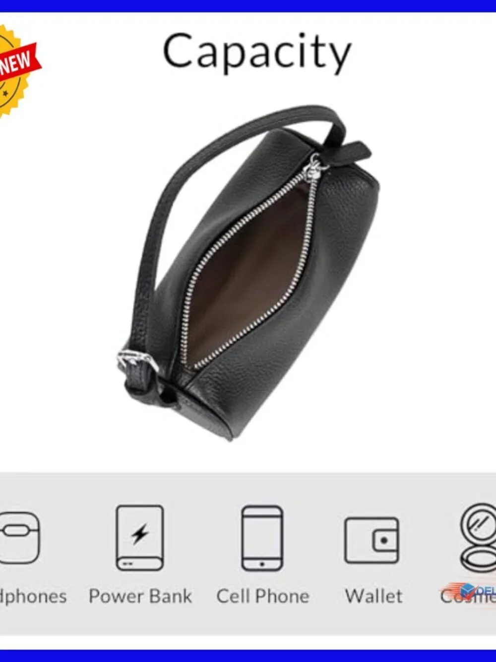 Leather Hobo Crossbody Bag with Adjustable Strap, Medium Size